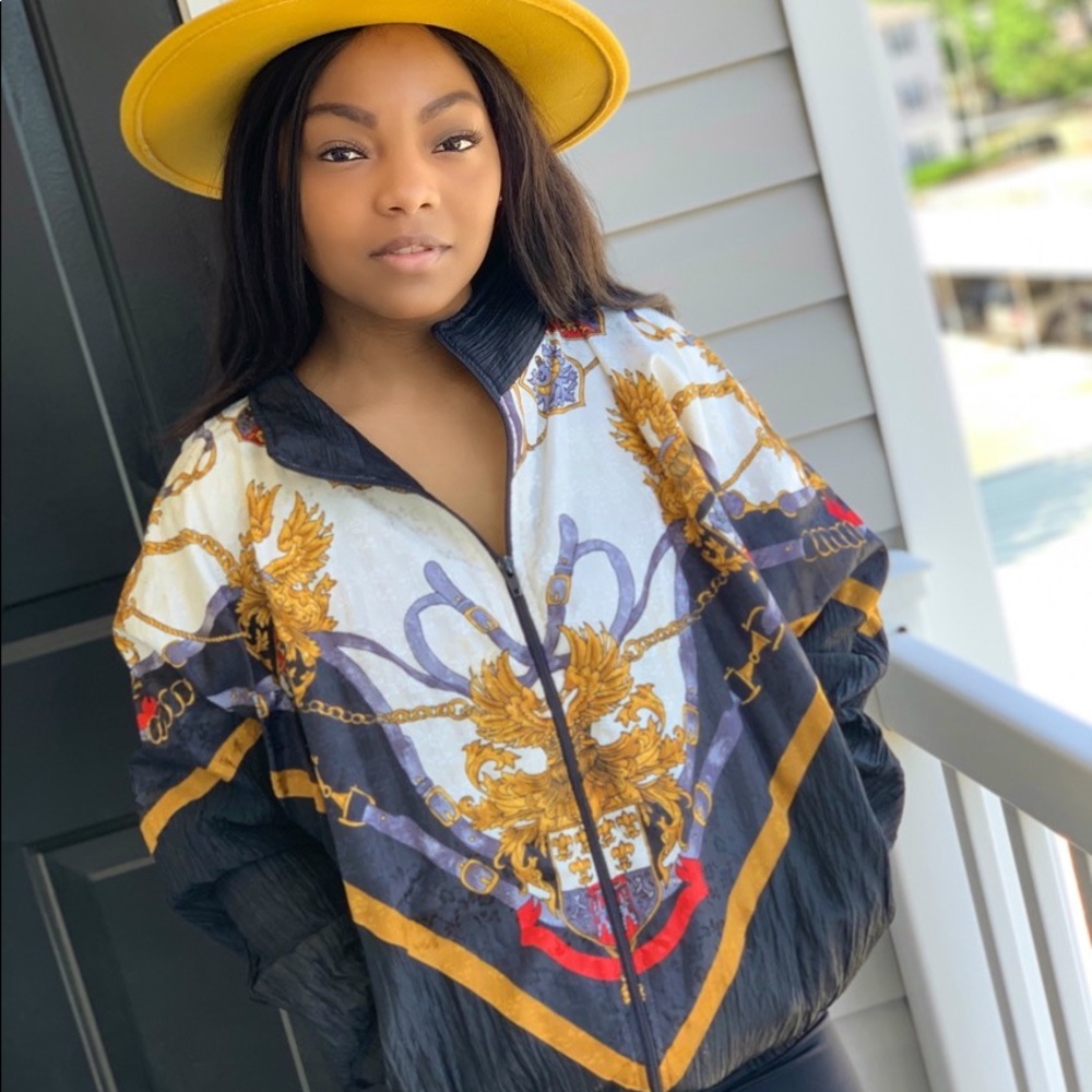 90s retro vintage chains windbreaker jacket